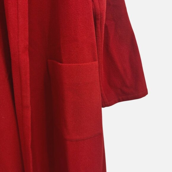 Eileen Fisher Wool Shawl Collar Coat M Minimalist Lagenlook Patch Pockets Midi - Picture 4 of 11